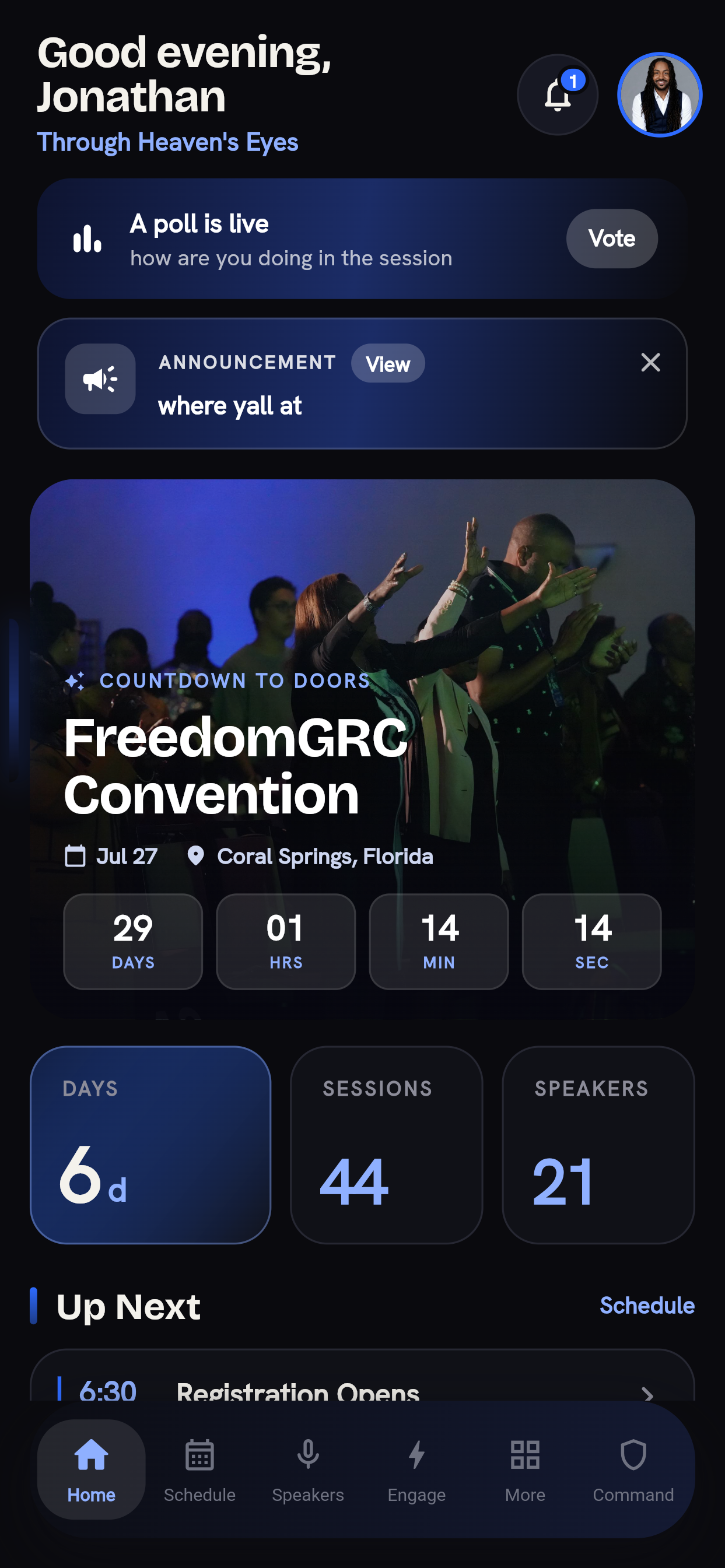The FreedomGRC app home screen