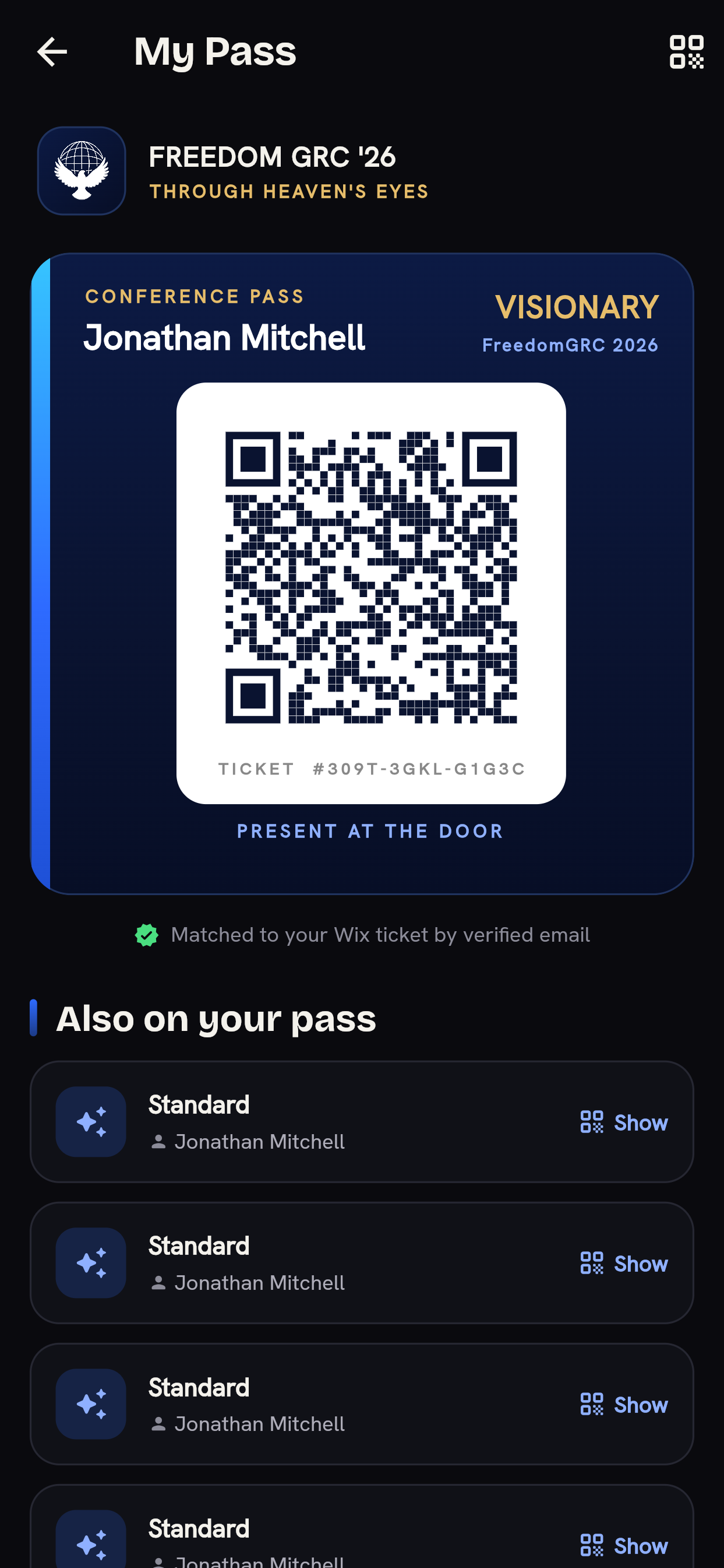 The digital pass in the FreedomGRC app